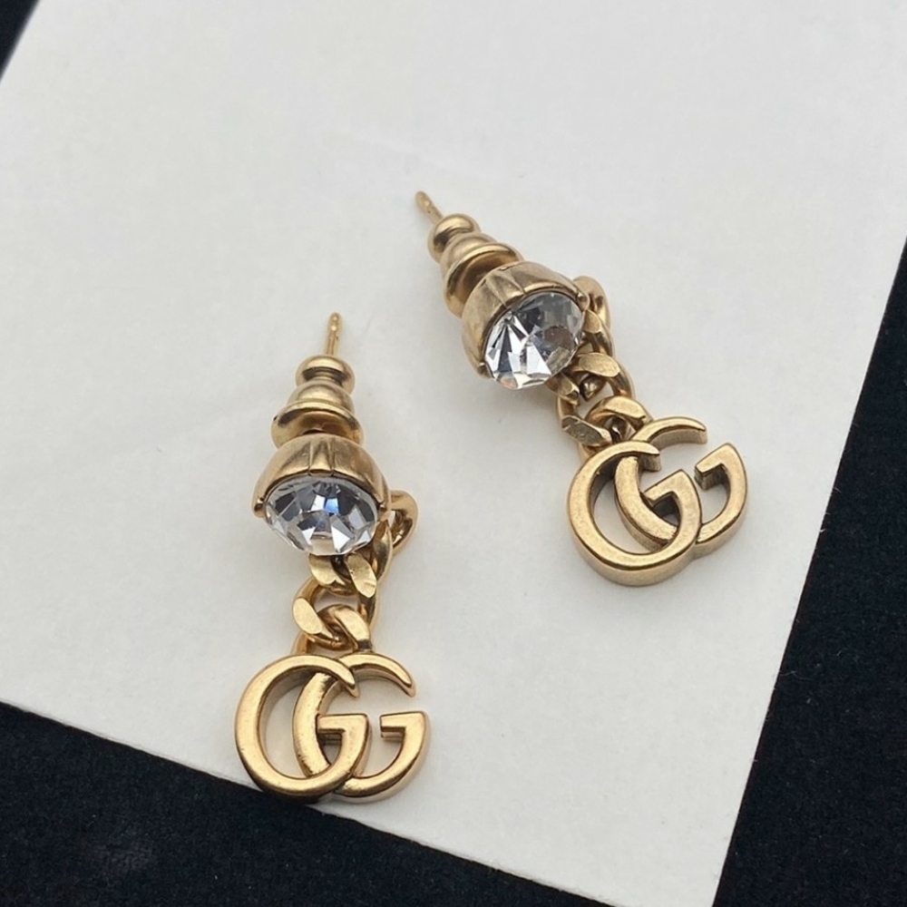 Gold GG Crystal Drop Earrings